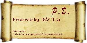 Presovszky Délia névjegykártya